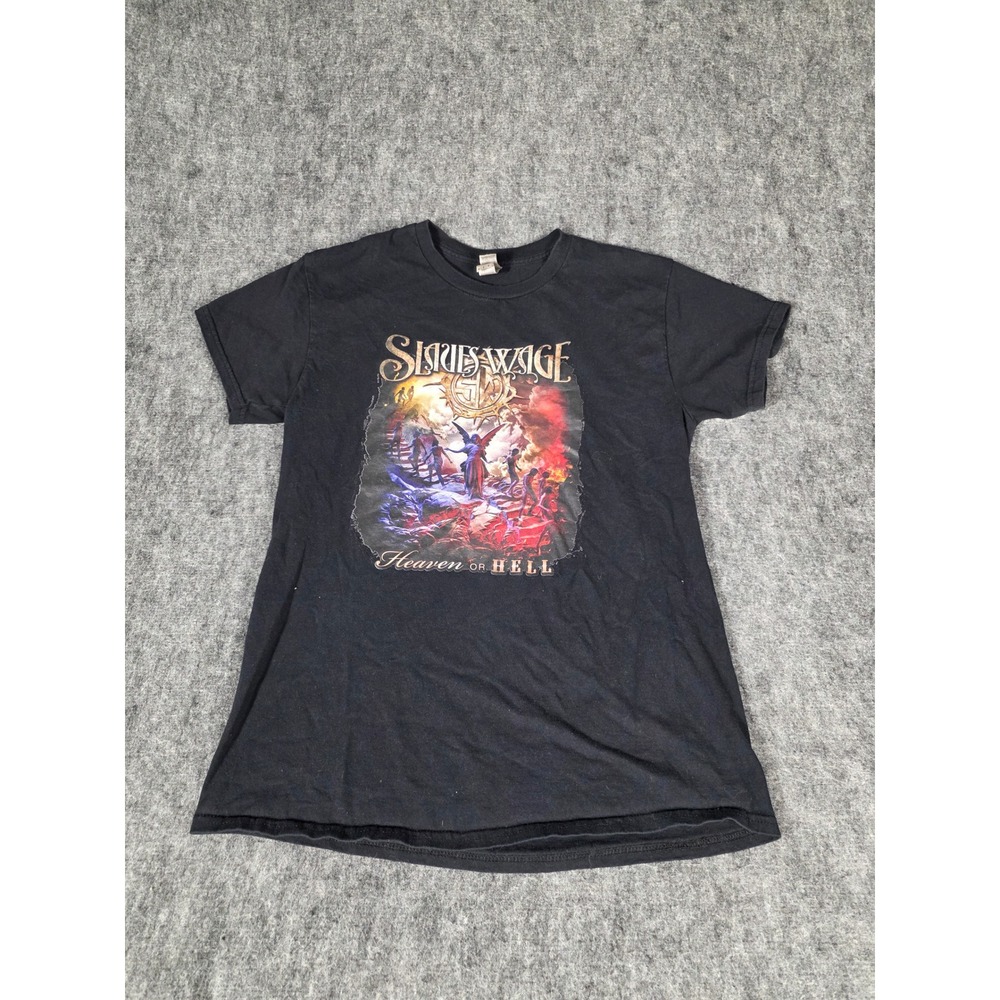 Slaves Wage Shirt Mens Medium Black Band Tee Heaven or Hell Metal Rock Gildan